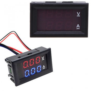 DC 0-100V 10A Светодиоден цифров волтметър / амперметър с двоен дисплей
